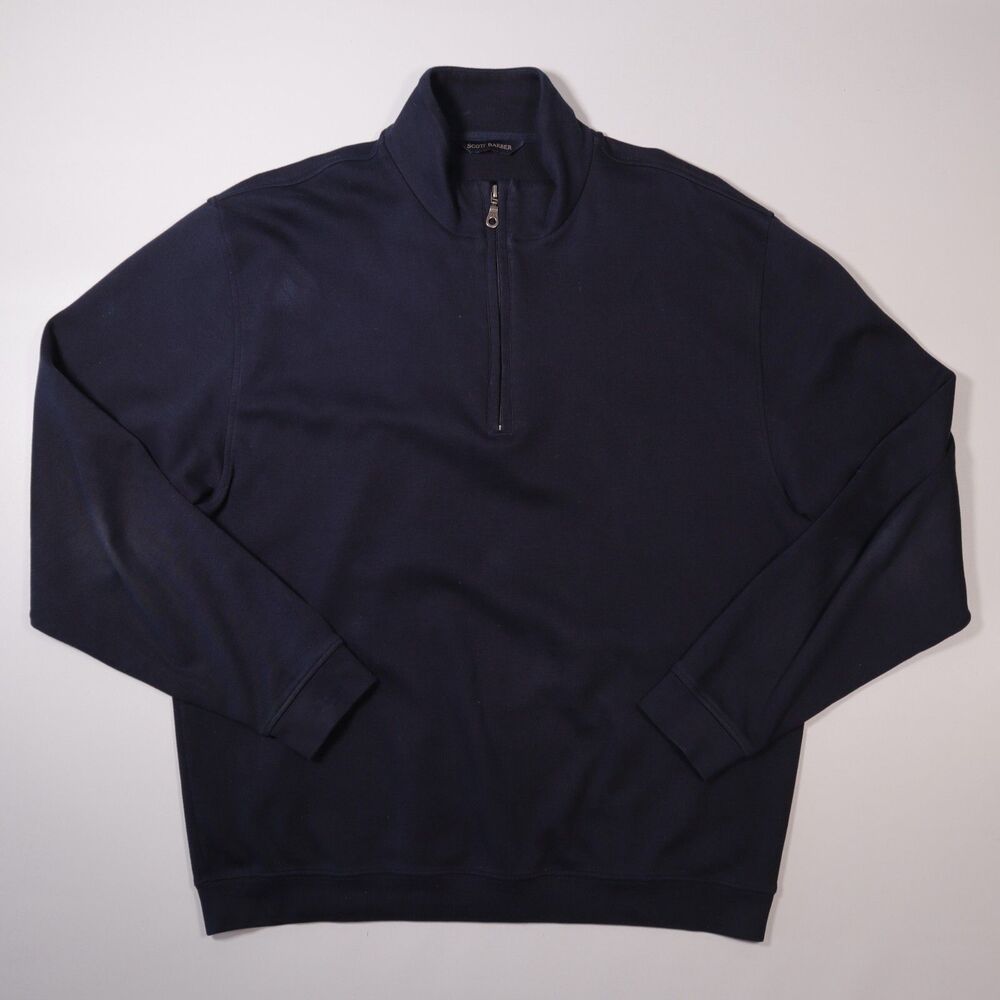Scott Barber Mens Large L Golf Pullover Sweatshirt Blue 1/4 Zip 100% Pima Cotton
